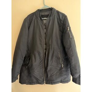 Buffalo David Bitton Mens Black Bomber Flight Jacket XL Utility Zip Pockets